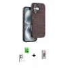 MARSİLYAN™- iPhone 16 Plus Kılıf Vadi Klasik Serisi - Siyah Bilvis 3D Cam Ekran Koruyucu + Raze Metal Kamera Lens - BZ