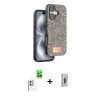 MARSİLYAN™- iPhone 16 Plus Kılıf Vadi Klasik Serisi - Siyah Bilvis 3D Cam Ekran Koruyucu + Raze Metal Kamera Lens - BZ