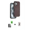 MARSİLYAN™- iPhone 16 Plus Kılıf Vadi Klasik Serisi - Siyah Bilvis 3D Cam Ekran Koruyucu + Raze Metal Kamera Lens - SH