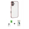 MARSİLYAN™- iPhone 16 Plus Kılıf Vadi Minimal - Şeffaf Pasifik Cam Ekran Koruyucu + Raze Metal Kamera Lens - BZ