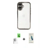 MARSİLYAN™- iPhone 16 Plus Kılıf Vadi Minimal - Şeffaf Pasifik Cam Ekran Koruyucu + Raze Metal Kamera Lens - BZ