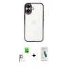 MARSİLYAN™- iPhone 16 Plus Kılıf Vadi Minimal - Şeffaf Pasifik Cam Ekran Koruyucu + Raze Metal Kamera Lens - BZ