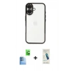 MARSİLYAN™- iPhone 16 Plus Kılıf Vadi Minimal - Şeffaf Pasifik Cam Ekran Koruyucu + Raze Metal Kamera Lens - LT