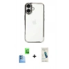MARSİLYAN™- iPhone 16 Plus Kılıf Vadi Minimal - Şeffaf Pasifik Cam Ekran Koruyucu + Raze Metal Kamera Lens - LT