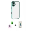 MARSİLYAN™- iPhone 16 Plus Kılıf Vadi Minimal - Şeffaf Pasifik Cam Ekran Koruyucu + Raze Metal Kamera Lens - PE