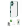 MARSİLYAN™- iPhone 16 Plus Kılıf Vadi Minimal - Şeffaf Pasifik Cam Ekran Koruyucu + Raze Metal Kamera Lens - SH