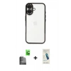 MARSİLYAN™- iPhone 16 Plus Kılıf Vadi Minimal - Şeffaf Pasifik Cam Ekran Koruyucu + Raze Metal Kamera Lens - SH
