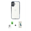 MARSİLYAN™- iPhone 16 Plus Kılıf Vadi Minimal - Şeffaf Pasifik Cam Ekran Koruyucu + Raze Metal Kamera Lens - BZ