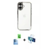 MARSİLYAN™- iPhone 16 Plus Kılıf Vadi Minimal - Siyah 3D Antistatik Cam Ekran Koruyucu + Raze Metal Kamera Lens - LT