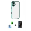 MARSİLYAN™- iPhone 16 Plus Kılıf Vadi Minimal - Siyah 3D Antistatik Hayalet Cam Ekran Koruyucu + Raze Metal Kamera Lens - LT