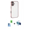 MARSİLYAN™- iPhone 16 Plus Kılıf Vadi Minimal - Siyah 3D Antistatik Seramik Nano Ekran Koruyucu + Raze Metal Kamera Lens - LT