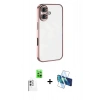 MARSİLYAN™- iPhone 16 Plus Kılıf Vadi Minimal - Siyah 3D Antistatik Seramik Nano Ekran Koruyucu + Raze Metal Kamera Lens - BZ