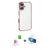 MARSİLYAN™- iPhone 16 Plus Kılıf Vadi Minimal - Siyah 3D Antistatik Seramik Nano Ekran Koruyucu + Raze Metal Kamera Lens - PE