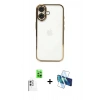 MARSİLYAN™- iPhone 16 Plus Kılıf Vadi Minimal - Siyah 3D Antistatik Seramik Nano Ekran Koruyucu + Raze Metal Kamera Lens - BZ
