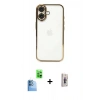MARSİLYAN™- iPhone 16 Plus Kılıf Vadi Minimal - Siyah Bilvis 3D Cam Ekran Koruyucu + Raze Metal Kamera Lens - LT