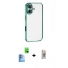 MARSİLYAN™- iPhone 16 Plus Kılıf Vadi Minimal - Siyah Bilvis 3D Cam Ekran Koruyucu + Raze Metal Kamera Lens - LT