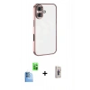 MARSİLYAN™- iPhone 16 Plus Kılıf Vadi Minimal - Siyah Bilvis 3D Cam Ekran Koruyucu + Raze Metal Kamera Lens - LT