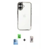 MARSİLYAN™- iPhone 16 Plus Kılıf Vadi Minimal - Siyah Bilvis 3D Cam Ekran Koruyucu + Raze Metal Kamera Lens - LT
