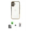 MARSİLYAN™- iPhone 16 Plus Kılıf Vadi Minimal - Siyah Bilvis 3D Cam Ekran Koruyucu + Raze Metal Kamera Lens - SH