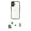 MARSİLYAN™- iPhone 16 Plus Kılıf Vadi Minimal - Siyah Bilvis 3D Cam Ekran Koruyucu + Raze Metal Kamera Lens - SH