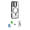 MARSİLYAN™- iPhone 16 Plus Kılıf Yadigar Asil Koleksiyonu - Şeffaf Pasifik Cam Ekran Koruyucu + Raze Metal Kamera Lens - LT