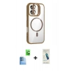 MARSİLYAN™- iPhone 16 Plus Kılıf Yadigar Asil Koleksiyonu - Şeffaf Pasifik Cam Ekran Koruyucu + Raze Metal Kamera Lens - LT