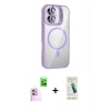 MARSİLYAN™- iPhone 16 Plus Kılıf Yadigar Asil Koleksiyonu - Şeffaf Pasifik Cam Ekran Koruyucu + Raze Metal Kamera Lens - PE