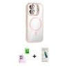 MARSİLYAN™- iPhone 16 Plus Kılıf Yadigar Asil Koleksiyonu - Şeffaf Pasifik Cam Ekran Koruyucu + Raze Metal Kamera Lens - PE