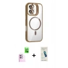MARSİLYAN™- iPhone 16 Plus Kılıf Yadigar Asil Koleksiyonu - Şeffaf Pasifik Cam Ekran Koruyucu + Raze Metal Kamera Lens - PE