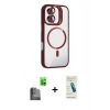 MARSİLYAN™- iPhone 16 Plus Kılıf Yadigar Asil Koleksiyonu - Şeffaf Pasifik Cam Ekran Koruyucu + Raze Metal Kamera Lens - SH