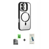MARSİLYAN™- iPhone 16 Plus Kılıf Yadigar Asil Koleksiyonu - Şeffaf Pasifik Cam Ekran Koruyucu + Raze Metal Kamera Lens - SH