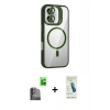 MARSİLYAN™- iPhone 16 Plus Kılıf Yadigar Asil Koleksiyonu - Şeffaf Pasifik Cam Ekran Koruyucu + Raze Metal Kamera Lens - SH