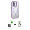 MARSİLYAN™- iPhone 16 Plus Kılıf Yadigar Asil Koleksiyonu - Şeffaf Pasifik Cam Ekran Koruyucu + Raze Metal Kamera Lens - SH