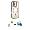 MARSİLYAN™- iPhone 16 Plus Kılıf Yadigar Asil Koleksiyonu - Siyah 3D Antistatik Cam Ekran Koruyucu + Raze Metal Kamera Lens - BZ