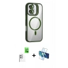 MARSİLYAN™- iPhone 16 Plus Kılıf Yadigar Asil Koleksiyonu - Siyah 3D Antistatik Cam Ekran Koruyucu + Raze Metal Kamera Lens - BZ