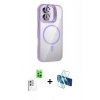 MARSİLYAN™- iPhone 16 Plus Kılıf Yadigar Asil Koleksiyonu - Siyah 3D Antistatik Cam Ekran Koruyucu + Raze Metal Kamera Lens - BZ