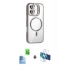 MARSİLYAN™- iPhone 16 Plus Kılıf Yadigar Asil Koleksiyonu - Siyah 3D Antistatik Cam Ekran Koruyucu + Raze Metal Kamera Lens - LT
