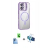 MARSİLYAN™- iPhone 16 Plus Kılıf Yadigar Asil Koleksiyonu - Siyah 3D Antistatik Cam Ekran Koruyucu + Raze Metal Kamera Lens - LT