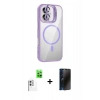MARSİLYAN™- iPhone 16 Plus Kılıf Yadigar Asil Koleksiyonu - Siyah 3D Antistatik Hayalet Cam Ekran Koruyucu + Raze Metal Kamera Lens - BZ