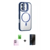 MARSİLYAN™- iPhone 16 Plus Kılıf Yadigar Asil Koleksiyonu - Siyah 3D Antistatik Hayalet Cam Ekran Koruyucu + Raze Metal Kamera Lens - PE