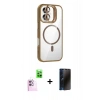 MARSİLYAN™- iPhone 16 Plus Kılıf Yadigar Asil Koleksiyonu - Siyah 3D Antistatik Hayalet Cam Ekran Koruyucu + Raze Metal Kamera Lens - PE
