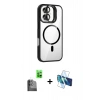 MARSİLYAN™- iPhone 16 Plus Kılıf Yadigar Asil Koleksiyonu - Siyah 3D Antistatik Seramik Nano Ekran Koruyucu + Raze Metal Kamera Lens - SH