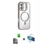 MARSİLYAN™- iPhone 16 Plus Kılıf Yadigar Asil Koleksiyonu - Siyah 3D Antistatik Seramik Nano Ekran Koruyucu + Raze Metal Kamera Lens - SH