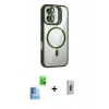MARSİLYAN™- iPhone 16 Plus Kılıf Yadigar Asil Koleksiyonu - Siyah Bilvis 3D Cam Ekran Koruyucu + Lacivert Raze Metal Kamera Lens