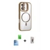 MARSİLYAN™- iPhone 16 Plus Kılıf Yadigar Asil Koleksiyonu - Siyah Bilvis 3D Cam Ekran Koruyucu + Lacivert Raze Metal Kamera Lens