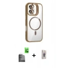 MARSİLYAN™- iPhone 16 Plus Kılıf Yadigar Asil Koleksiyonu - Siyah Bilvis 3D Cam Ekran Koruyucu + Raze Metal Kamera Lens - SH