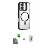 MARSİLYAN™- iPhone 16 Plus Kılıf Yadigar Asil Koleksiyonu - Siyah Bilvis 3D Cam Ekran Koruyucu + Raze Metal Kamera Lens - SH