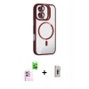 MARSİLYAN™- iPhone 16 Plus Kılıf Yadigar Asil Koleksiyonu - Siyah Bilvis 3D Cam Ekran Koruyucu + Raze Metal Kamera Lens - PE