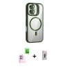 MARSİLYAN™- iPhone 16 Plus Kılıf Yadigar Asil Koleksiyonu - Siyah Bilvis 3D Cam Ekran Koruyucu + Raze Metal Kamera Lens - PE