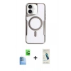 MARSİLYAN™- iPhone 16 Plus Kılıf Yadigar Klasik Özel Seri - Şeffaf Pasifik Cam Ekran Koruyucu + Raze Metal Kamera Lens - LT